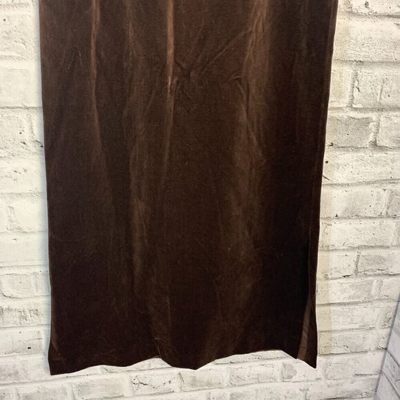 Vintage Union Made Chocolate Brown Velvet Maxi Pencil Skirt - Picture 3 of 13